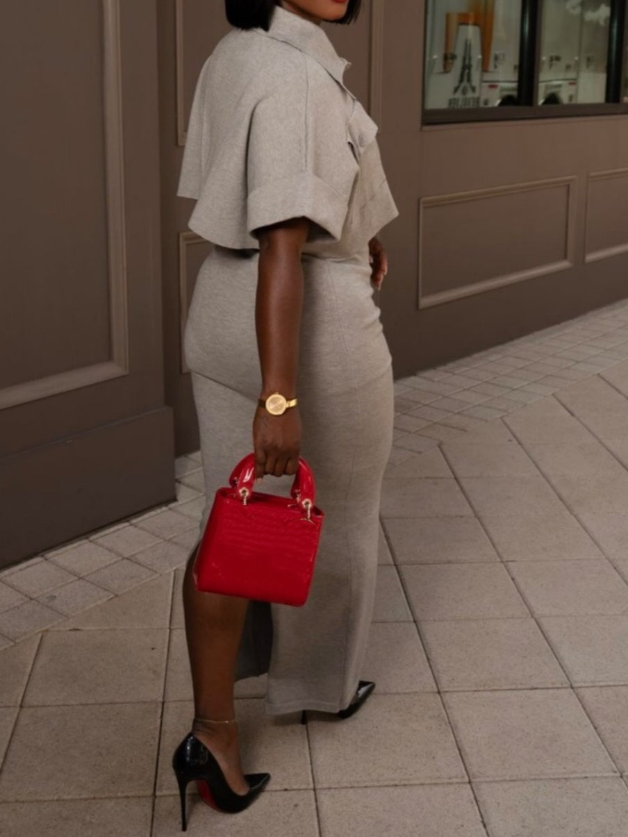 Short Top And Pencil Skirt Two-piece Set