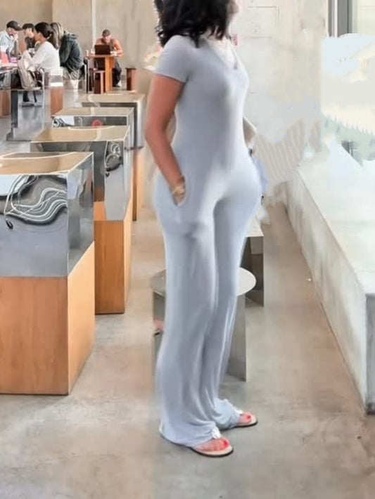 V-neck Flared Jumpsuit