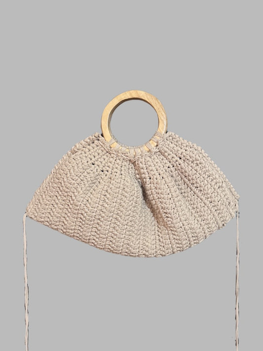 Wooden Ring Handle Woven Bag