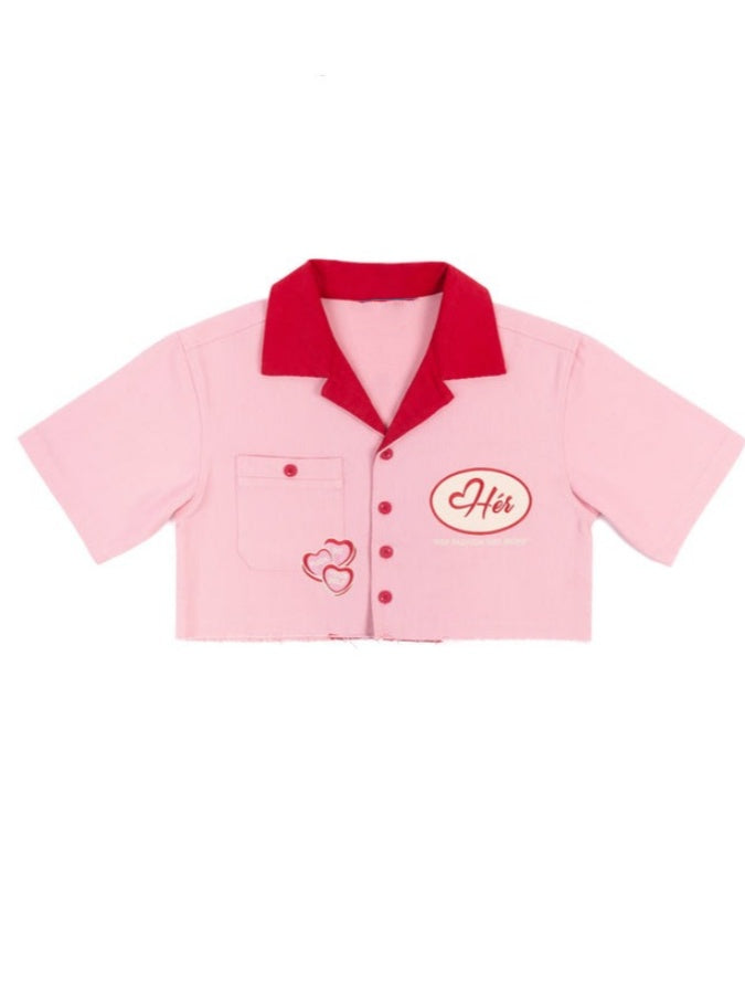 Letter Print Cropped Shirt