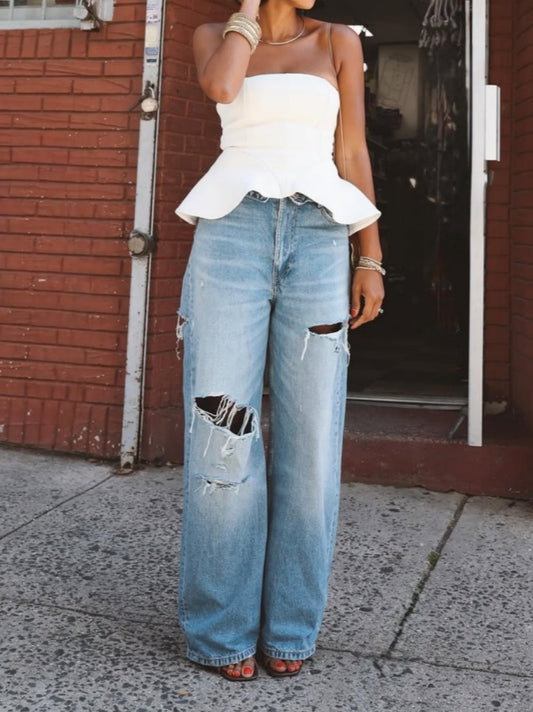 Strapless bandeau top