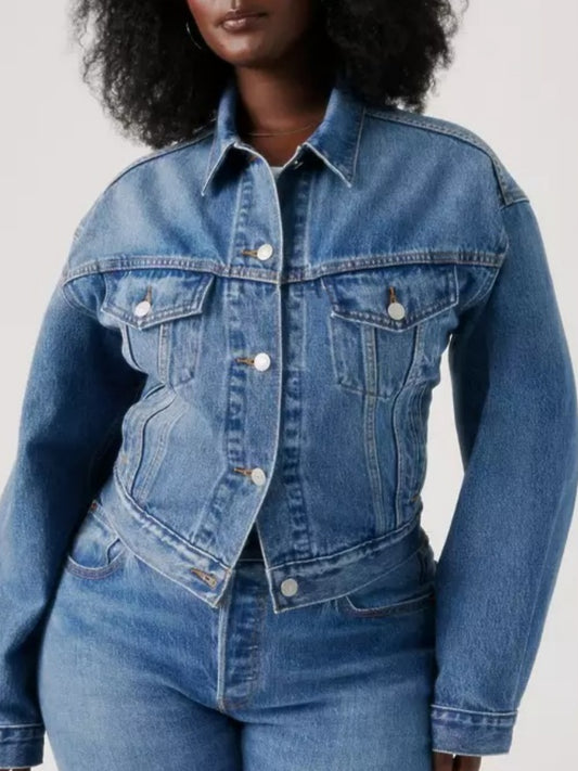 Lace-Back Denim Jacket