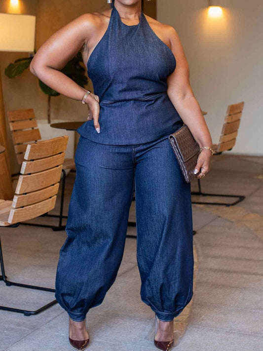 Halter Pant Denim Set