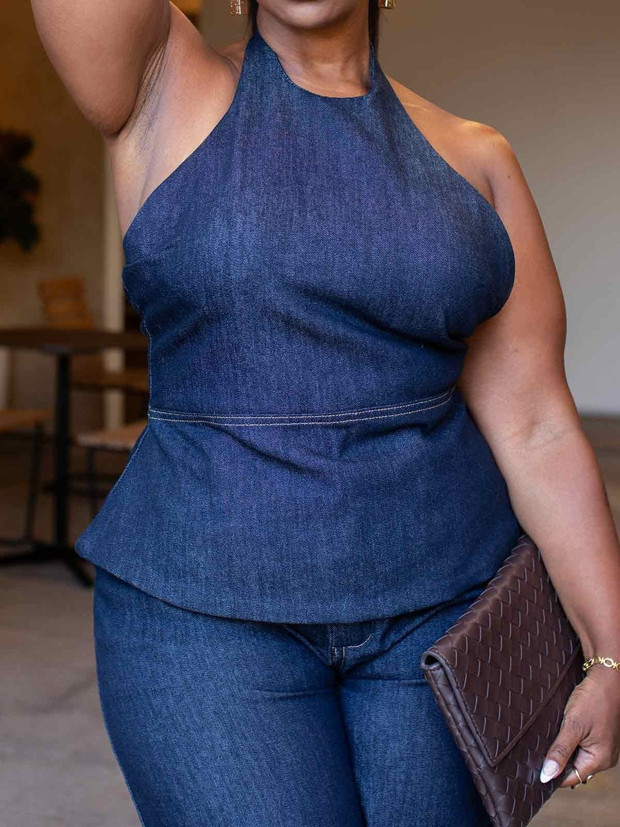 Halter Pant Denim Set