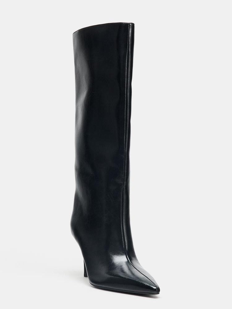 Pointed Toe Kitten Heel High Boots