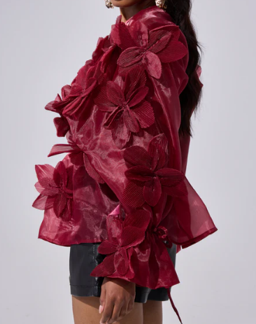 Demure 3D Flower Blouse