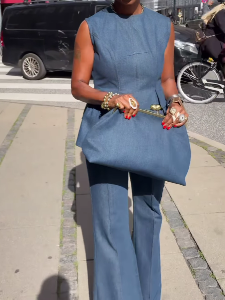 Classic Kisslock Denim Clutch