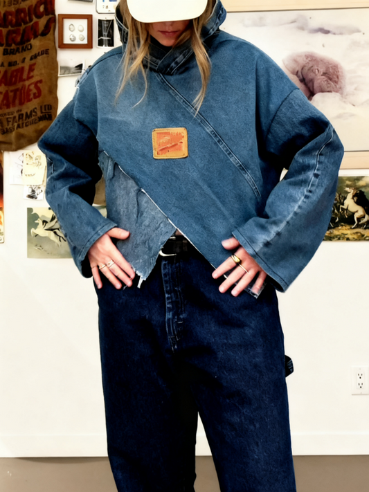 Overlap Denim Hoodie