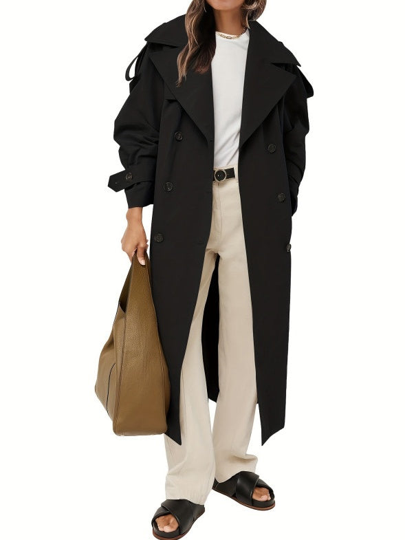 Women's Double Breasted Long Trench Coat