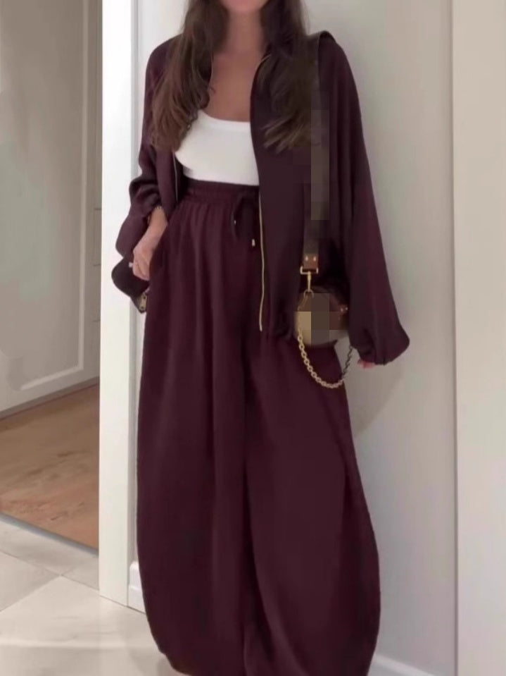 Lapel Zipper Jacket Suit