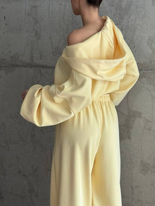 Zipper Hoodie And Cuffed Pants Set