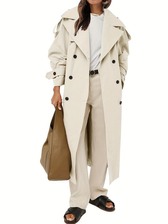 Women's Double Breasted Long Trench Coat