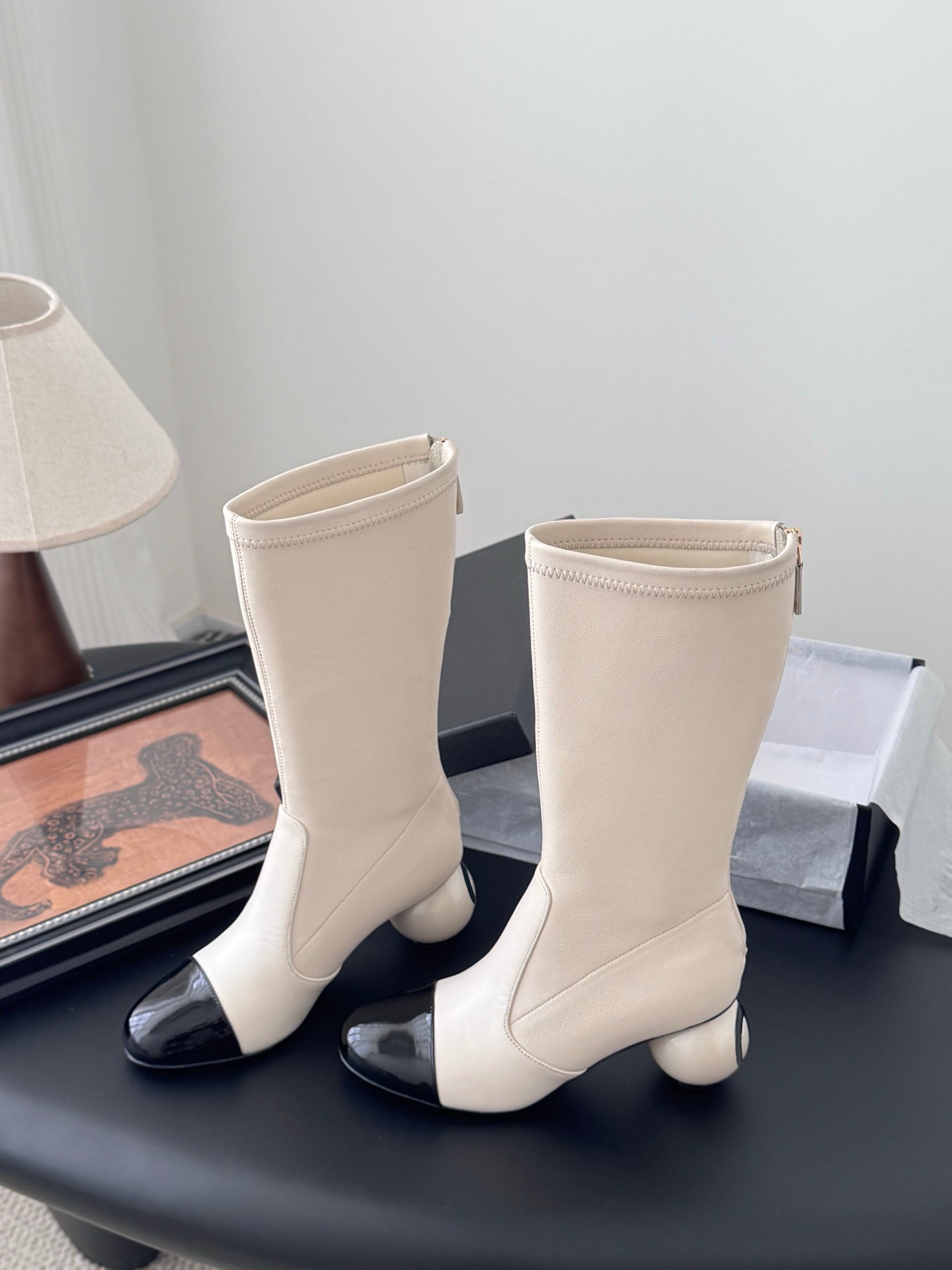 Ball-heeled Elastic Zipper Boots