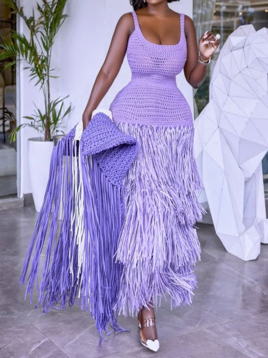 Knitted Tassel Slip Dress