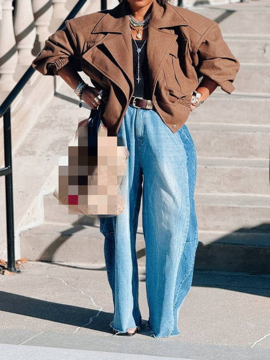 Large Lapel Cropped Jacket