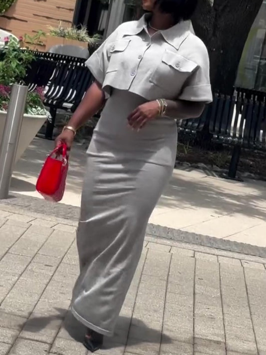 Short Top And Pencil Skirt Two-piece Set