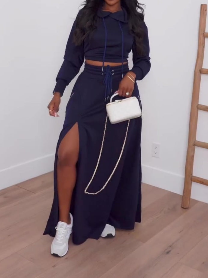 Side-Slit Skirt Two-Piece Set