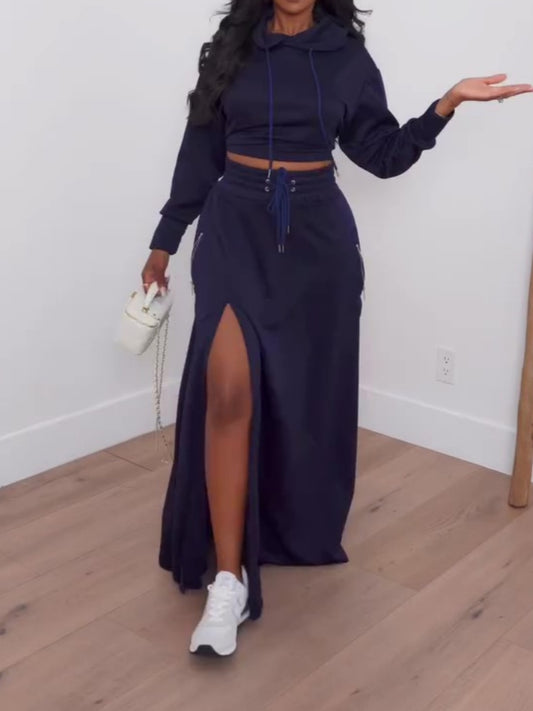 Side-Slit Skirt Two-Piece Set