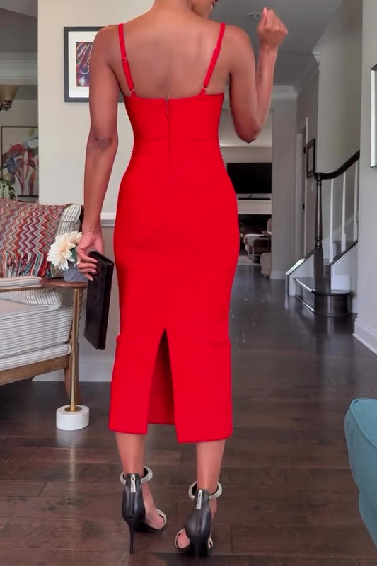 Sleeveless Diamond Bandage Maxi Dress