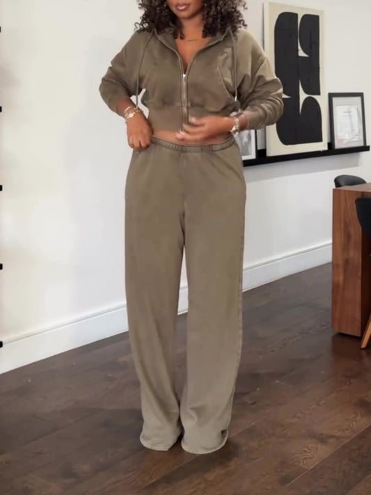 Vintage Baggy Wide-Leg Sweatpants Set