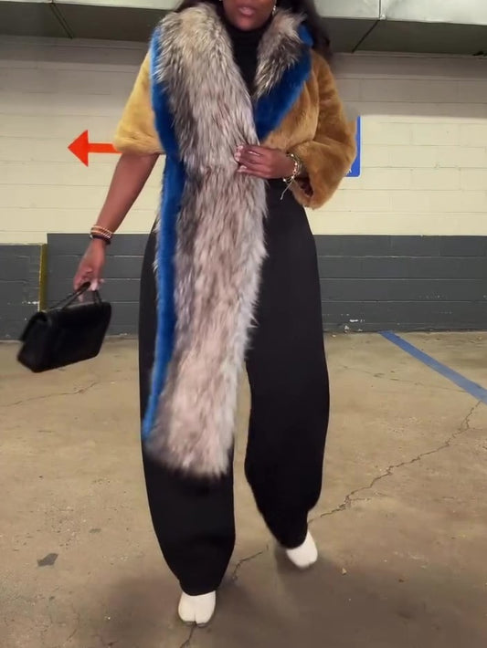 Shawl-style Faux Fur Cropped Jacket