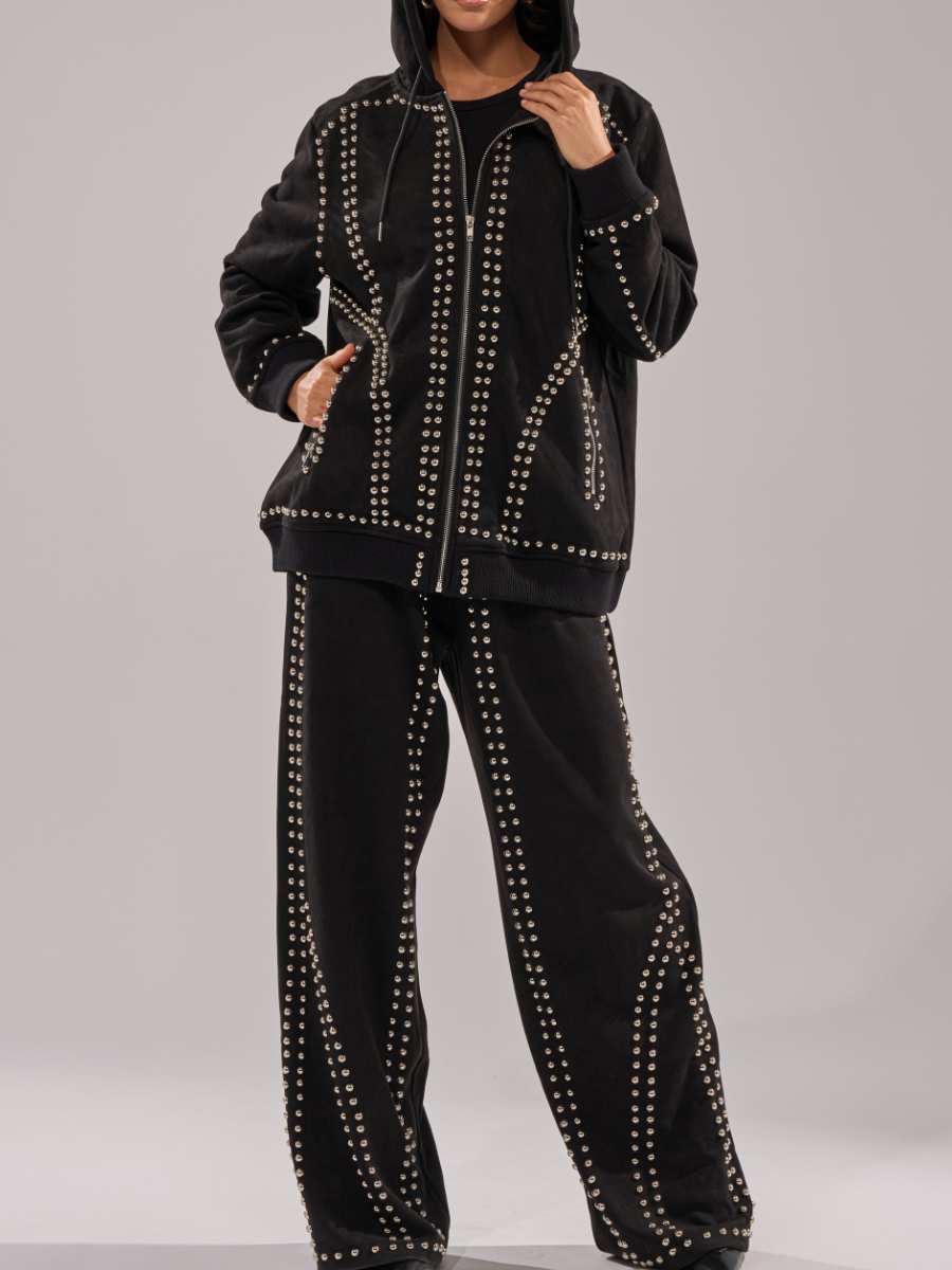 Suede Silver Rivet Set