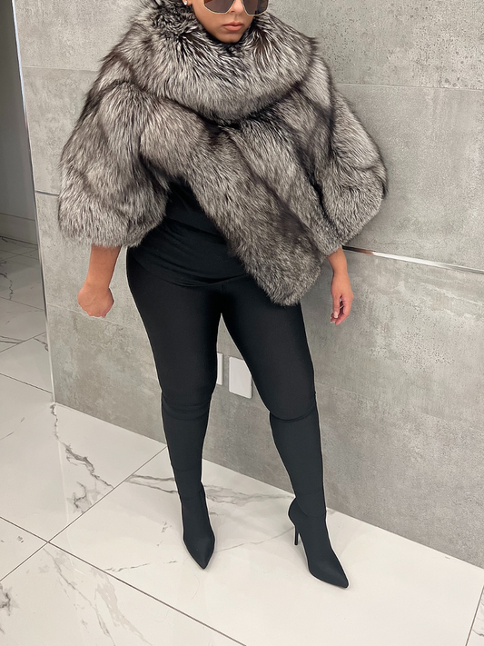 Asymmetric Fur Shawl Top