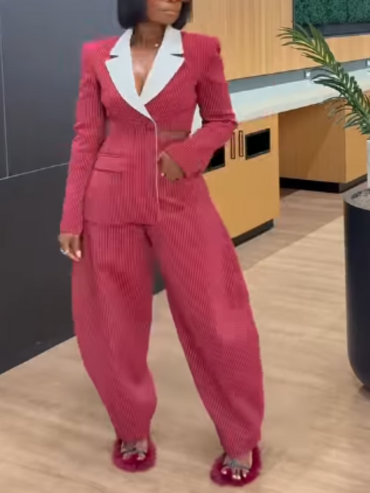 Pinstripe Asymmetric Suit