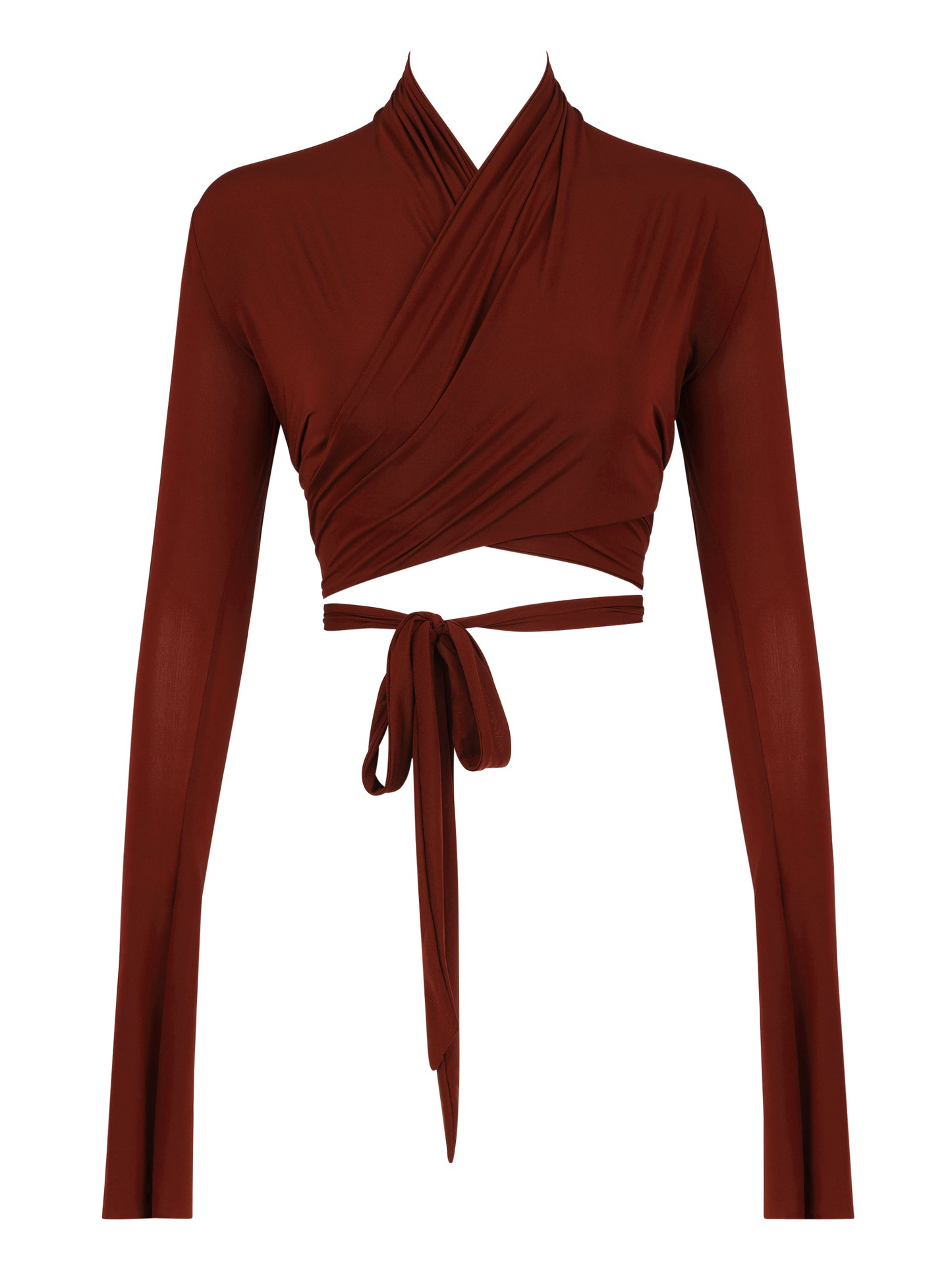 High Collared Cropped Wrap Top