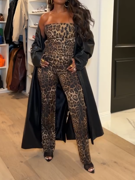 Leopard bandeau & pants set