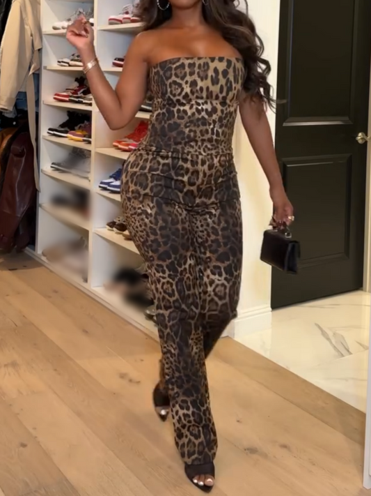 Leopard bandeau & pants set