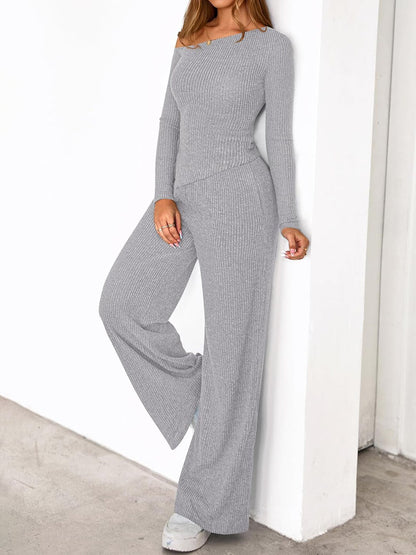 Asymmetric Casual Knitted Two Pieces Set（🔥Buy 2 Get Free Shipping）