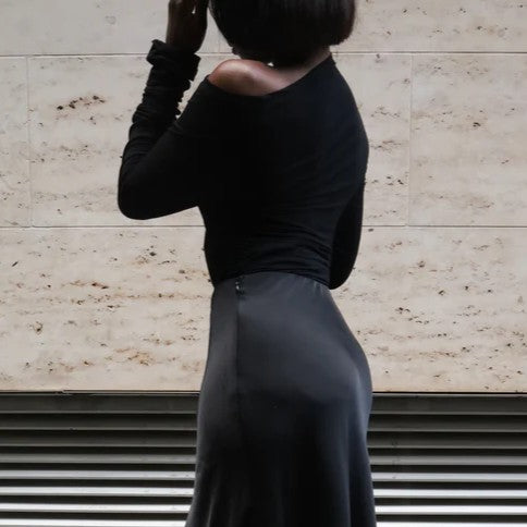 High Waist Satin Maxi Skirt