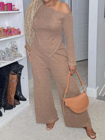 Asymmetric Casual Knitted Two Pieces Set（🔥Buy 2 Get Free Shipping）