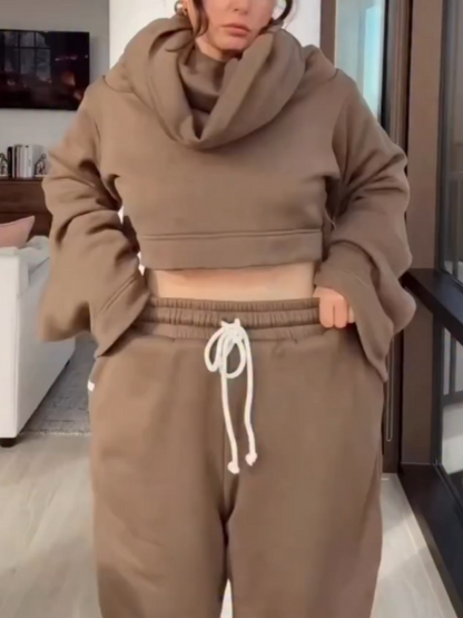 Bell-sleeved Hooded Sweatsuit