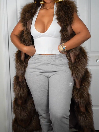 Paneled Fur Vest