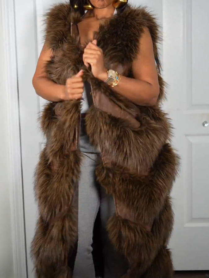 Paneled Fur Vest