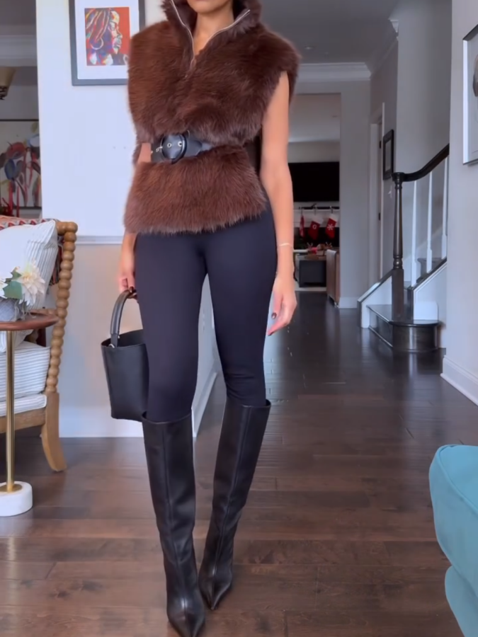 Sleeveless Plush Turtleneck Pullover Top