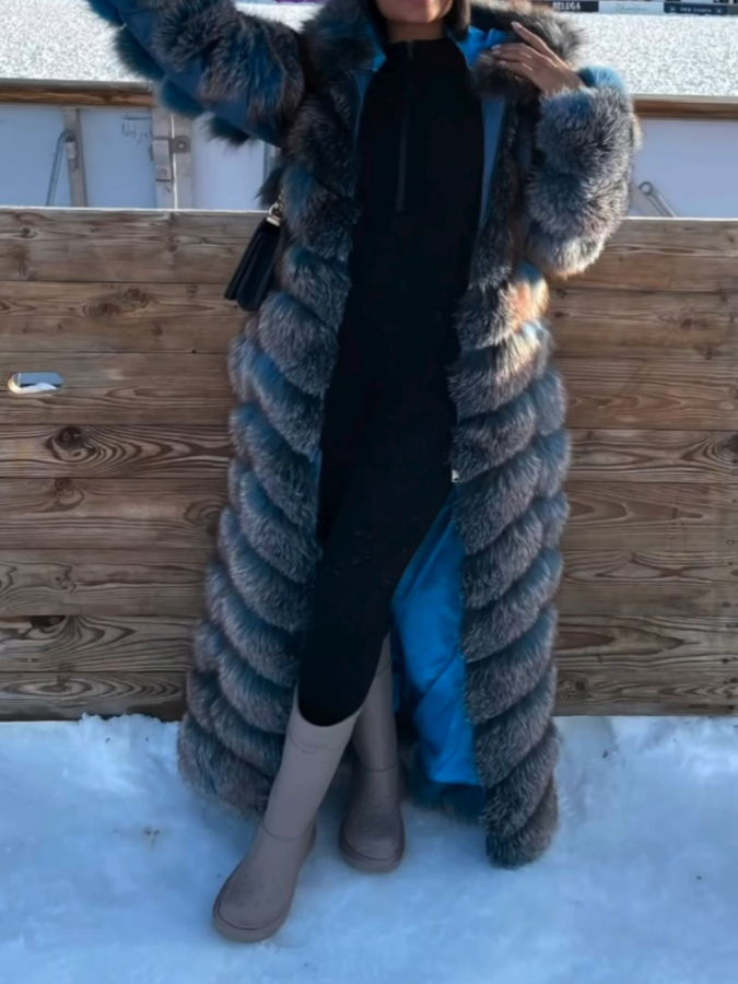Hooded Full-length Fur Coat