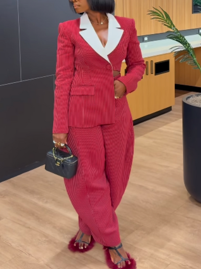 Pinstripe Asymmetric Suit