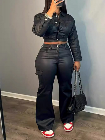 Stylish PU Two-piece Set