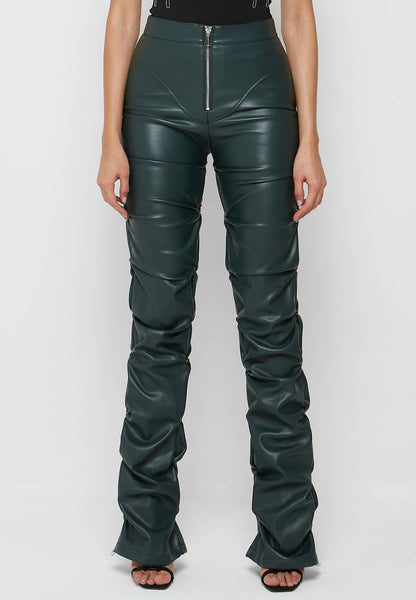 Skinny PU Leather Flared Pants