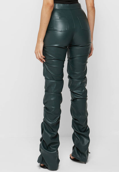 Skinny PU Leather Flared Pants