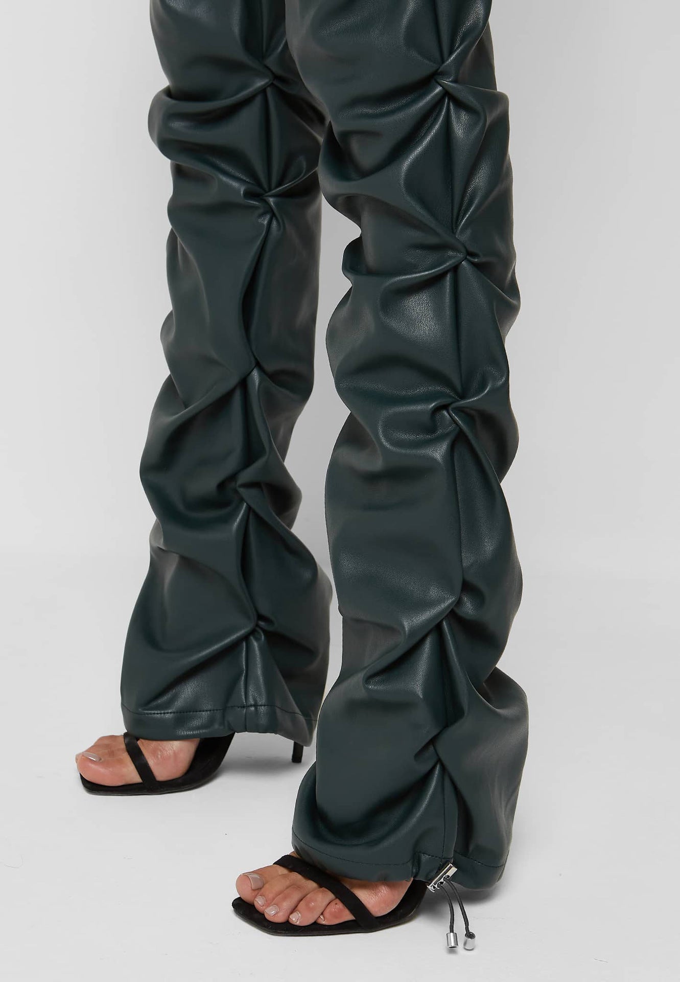 Skinny PU Leather Flared Pants