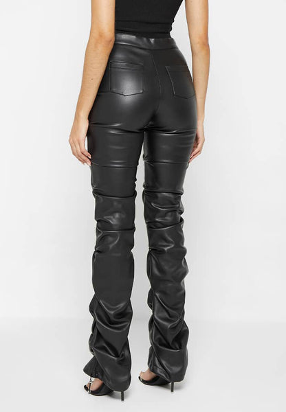 Skinny PU Leather Flared Pants