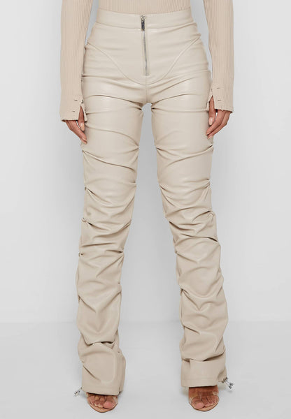 Skinny PU Leather Flared Pants