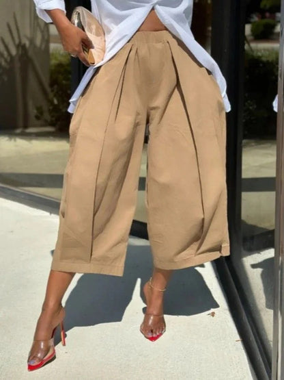 Casual Solid Color Wide Leg Pants