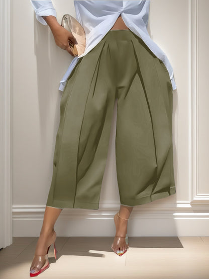 Casual Solid Color Wide Leg Pants