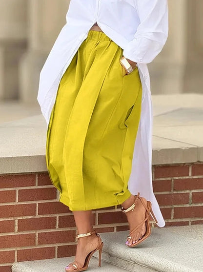 Casual Solid Color Wide Leg Pants