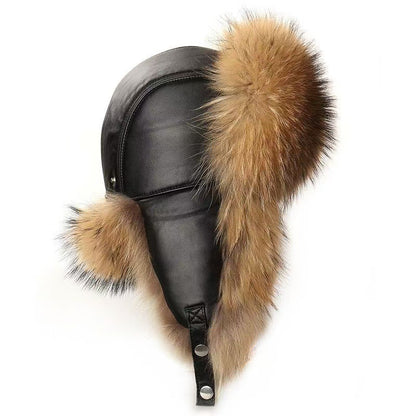 Faux Leather & Fur Hat